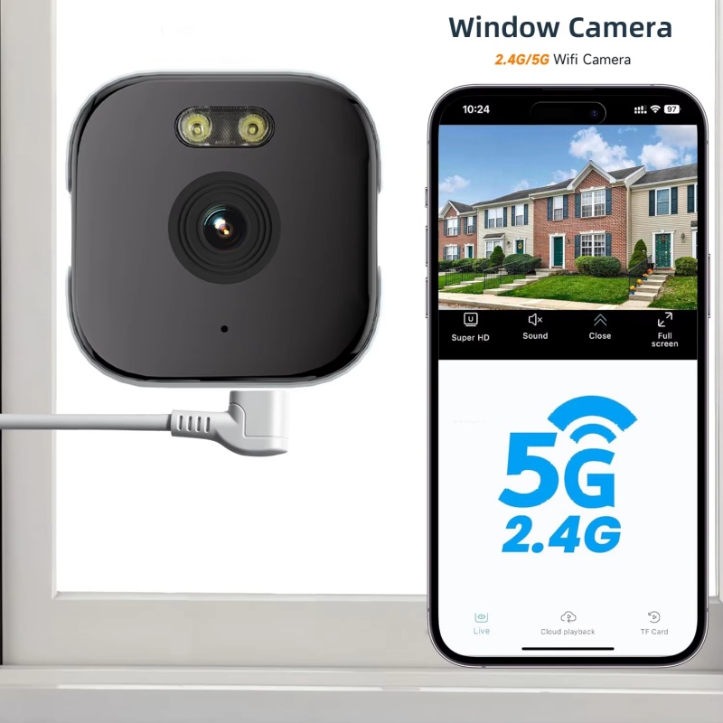 Home Security Robot - Caméra de fenêtre 4K, WiFi 5GHz,