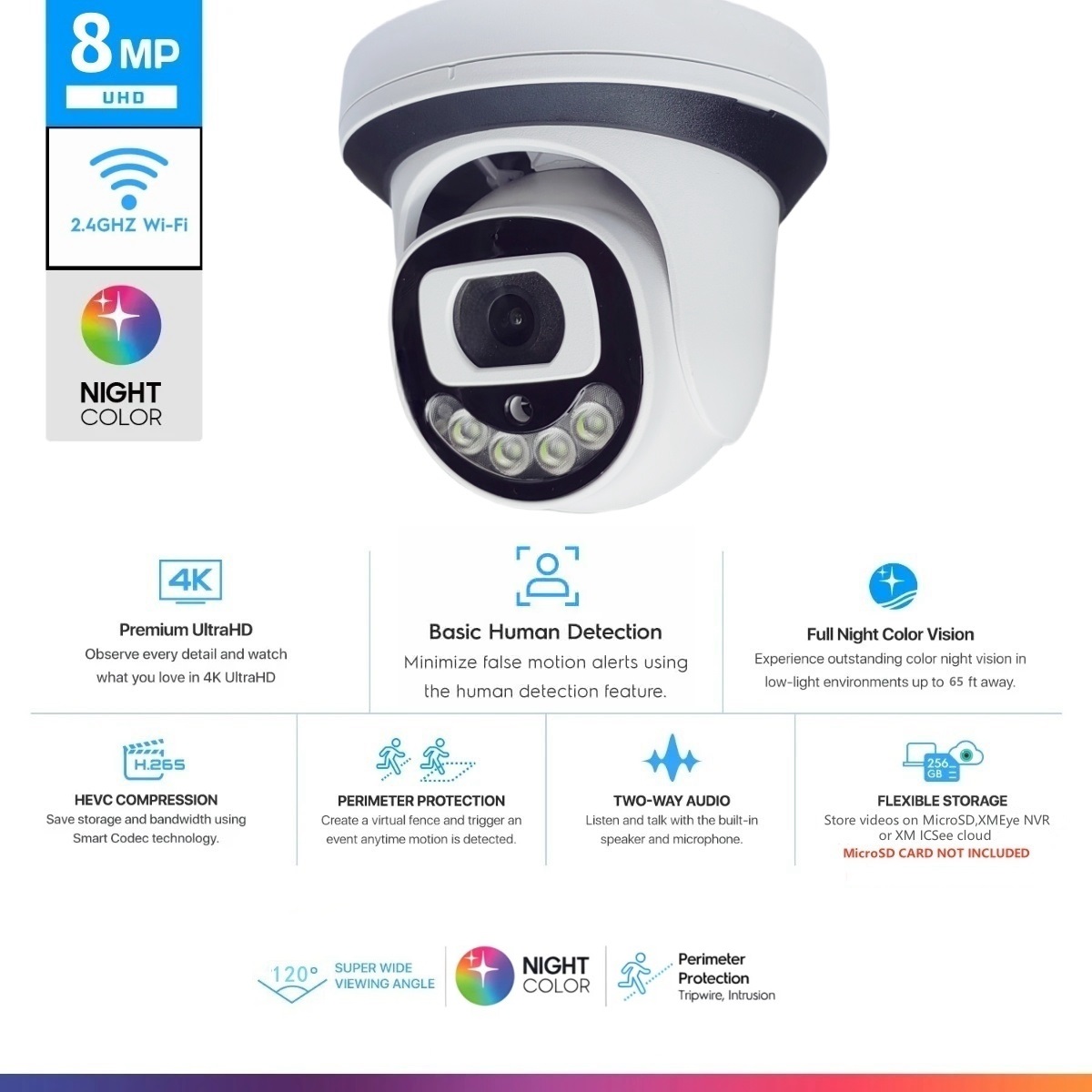 Home Security Items - Caméra de sécurité IP 8MP Wi-Fi